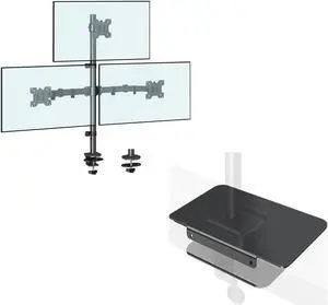 MOUNTUP Triple Monitor Desk Mount with Steel Desk Protect Plate