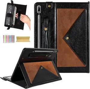 Dteck Galaxy Tab S10 Ultra Case,Galaxy Tab S9 Ultra 2023/Tab S8 Ultra 2022 Case,Business PU Leather Folio Stand Protective Cover with S Pen Holder Shoulder/Hand Strap Wallet Bag Case,Coffee/Black