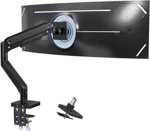 Ultrawide Monitor-Arm Heavy Duty 17-49'' - Premium Aluminum Single Monitor Mount, Full Motion Single Desk Mount Stand, C-Clamp and Grommet, Max Load 44lbs, Max VESA 100x100mm, Black