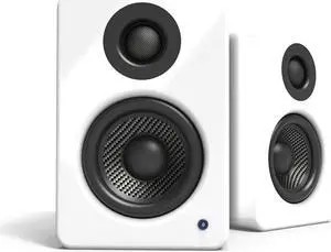 Kanto YU2GW PC Gaming Desktop Speakers | 3" Composite Drivers | 3/4" Silk Dome Tweeter | Class D Amplifier | 100 Watts | Built-in USB DAC | Subwoofer Output | Pair | Gloss White