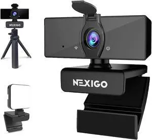NexiGo 1080P Webcam Kits, N660 FHD USB Web Camera with Privacy Cover, Upgraded Video Conference Lighting, Extendable Tripod Stand, for Zoom/Skype/Teams
