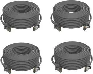 TIGERSECU Cat5e Ethernet Cable, 60-Feet, 1000 Mbps High Speed Cable, 100 MHz Bandwidth, LAN Network Cord, with RJ45 Connectors, Weatherproof UV Resistant, Grey (4-Pack)