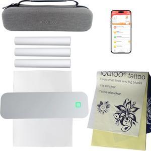 IOOIOO Inkless Portable Thermal Printer, for Tattoo Stencil Transfer Paper, for 8.5 x 11 Letter/A4 Rolled/Folded Thermal Paper, Bluetooth Wireless, with Carrying case