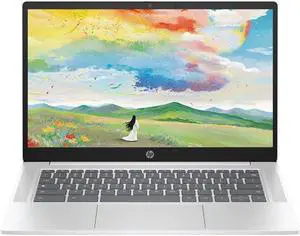 HP Chromebook 14" HD Laptop, Intel N200 Processor, 4GB LPDDR5 RAM, 128GB UFS, Chrome OS, Glacier Silver, Intel UHD Graphics, Bundle with TWE Mouse Pad