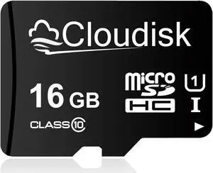 Cloudisk Pack of 10 Micro SD Card 16GB Flash Memory Card C10 A1 U1 Micro SDHC with SD Adapter, Card Reader (16GB)