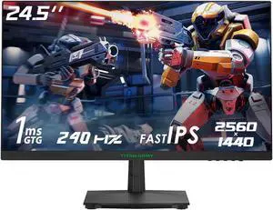 TITAN ARMY 24.5 Inch 240Hz 1440p Gaming Monitor, QHD 2560 x 1440p Fast IPS Panel 1ms GTG Response Time, Adaptive Sync, 126% sRGB HDR, Low Blue Light VESA 100x100, P2510S