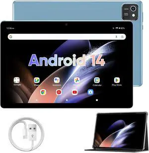 Tablet 10 inch Android 14 Tablets, 3GB RAM 64GB ROM 1TB Expand, Quad-Core Processor, 1280x800 LCD Touch Screen, WiFi 5, Dual Camera, BT5.0, 6000mAh Battery (Teal)