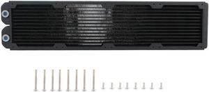 Copper Radiator 480mm, Water Cooling Radiator, 14 Tubes Heat Exchanger CPU Heatsink Cooler Fast Heat Dissipation for PC Computer - Black