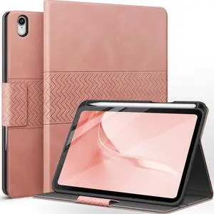 auaua Case for iPad Mini 7 (A17 Pro, 2024) / iPad Mini 6 Case (2021) 8.3 inch with Pencil Holder, Multiple Viewing Angles, Magnetic Closure, Auto Sleep/Wake (Pink)