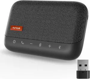 NUROUM A15 Conference Speaker and Microphone, Portable Bluetooth Wireless Speakerphone, 360deg Noise Cancelling Voice Pickup, Daisy Chian for Calls/Computer/PC/Laptop via Bluetooth/Dongle/USB-A/C Grey