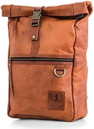 BERLINER BAGS Vintage Genuine Leather Backpack Utrecht M, Laptop Backpack, Travel Backpack for Women and Men - Brown