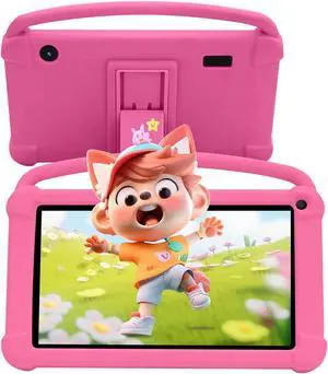 7 inch Kids Tablet, Android 12 Tablet for Kids, 4GB RAM+32GB ROM+1TB Expand, Toddler Tablet with Shockproof Case, Parental Contral, 1024*600 IPS Screen, 3000mAh Battery, Educational, Games, Pink