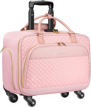 Ytonet Rolling Briefcase for Women, 17.3 Inch Rolling Laptop Bag with Lock, Water Resistant Overnight Rolling Computer Bag on Wheels Roller Bag for Travel Business Work School Weekender Teacher, Pink