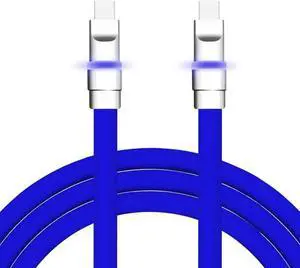 chubbycable Neon Chubby - Fast Charge Cable with Smart Light RGB Color Gradual Light Up LED USB Charging Cable, Dark Blue, Type-C to Type-C, 8.5 FT