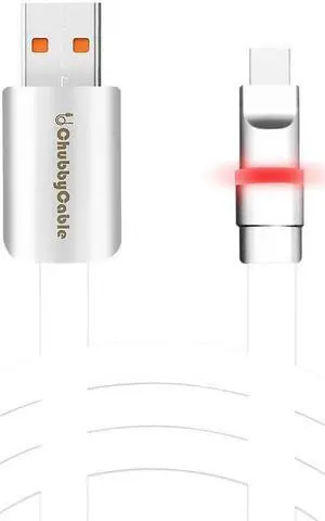 chubbycable Neon Chubby - Fast Charge Cable with Smart Light RGB Color Gradual Light Up LED USB Charging Cable, White, USB-A to Type-C, 9.8 FT