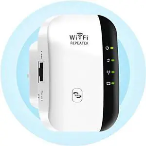 WiFi Extender, Home WiFi Signal Booster, WiFi Repeater with Ethernet Port, one-Click Access Point Setup, Gaming Speed and Network Without lag - Smooth White (White)