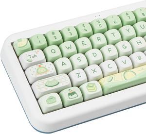 COOMICKEY PBT Keycaps 95 Keys Cute Keycaps Dye-Sublimation Green Keycaps Set MOA Profile Custom Keycaps for Cherry Gateron MX Swithes Mechanical Keyboards
