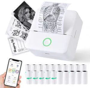 Thermal Mini Printer, Portable Inkless Sticker Maker, Bluetooth Printer for Phone, Wireless Label Printer with Tape, Free Cut Small Pocket Printer for Notes&Children DIY, Compatible with iOS&Android