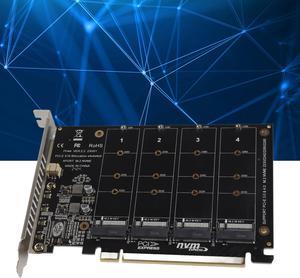 M2 NVMe SSD to PCIE X16 Adapter Card, 4 Port M Key Hard Drive Converter Reader Expansion Card with 4 LED Indicators, Supports PCIE 3.0, 4.0 Protocol(ph44)