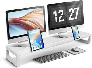 DEEDRR Dual Monitor Stand Riser - 36-Inch Computer Monitor Stand with Multifunctional Slot for 2 Monitors, Multi-Purpose Desktop Storage for Laptop, Printer, TV