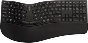 DeLUX Full Size Wireless Ergonomic Keyboard with Palm Rest, Ultra-Thin Split Keyboard, Bluetooth and 2.4G Connection, Rechargeable Battery, Natural Typing (GM909-Black)