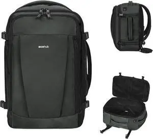 ECOHUB Travel Backpack 18x14x8 Spirit Airlines Personal Item Bag Carry On Backpack 13 Pockets Large Work Casual Daypack for men Airline Approved Waterproof Gym Backpack with Charging Port, Gray