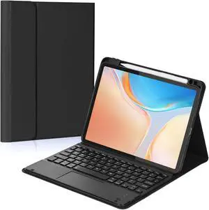 Eisuiyi Keyboard Case for iPad 10th Generation 10.9", Detachable Touchpad BT Keyboard, Magentic Protective Cover with Pencil Holder, Full Protection, Black