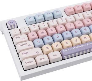 GEKUCAP Candy Color PBT Keycaps Set XOA Profile Cute Round Keycaps 138 Keys Custom Dye-Sublimation Keyboard Keycaps for 60% 65% 70% 75% 100% Cherry Gateron MX Switches Mechanical Keyboards