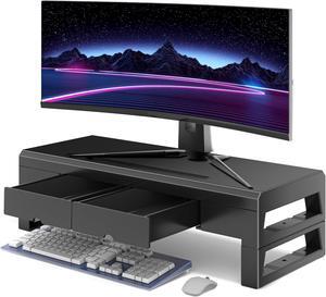 Computer monitor stand with 2 drawer ,Laptop Desk Shelf & Monitor Riser 21.6 inches long desk riser Monitors/PC/Laptop/Computer Space Saver Organizer ,Heavy Duty Gift Gaming Studio Offic (Basic Versio