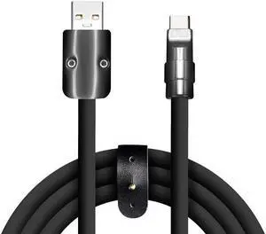 GentsStride Black Chubby - Special Black Samurai Edition Durable Fast Charging Cable 240W USB Type-C Cables Ultra-Thick Silicone Phones Tablets Cord, Metallic Glossy Black, USB A to Type C, 13.1FT