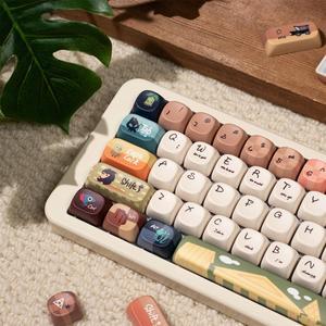 PBT Keycaps, Retro Dye-Sublimation Keycaps, 150 Keys MOA Profile Keycaps Set, Cute Animal Keycap, Custom Round Keycaps for 60% 65% 70% 75% 100% MX Switches Mechanical Keyboards