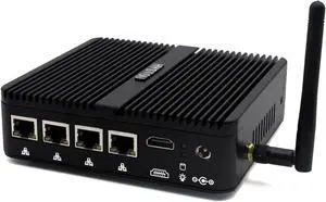 HYSTOU Mini Industrial Computer Celeron J4125 with 8GB DDR4 256GB SSD OPNsense Router Firewalls Fanless Mini PC Windows 10 Pro 4 x RJ45 LAN Network Micro Appliance 4K HD Wifi2.4G+5.0G BT