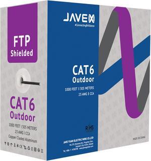 JAVEX CAT6 FTP Shielded Outdoor(1000 Feet), 23AWG, CCA Ethernet Bulk Cable, Easy-Pull Box, 305m, Black