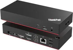 ThinkPad 40AY0090 Universal USB-C Docking Station for Lenovo Laptops, 3 External Displays, Comes with ITSPWR Bundle