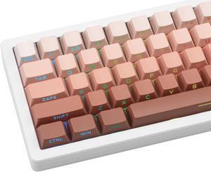 JOLINTAL 136 Keys Cherry Profile Shine Through PBT Keycaps Set, Pink Gradient Keycaps Side Print, Double Shot PBT Keycaps Cute, Backlit Custom White Keycaps for ANSI/ISO Layout Mechanical Keyboard