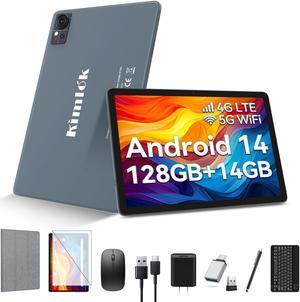 Tablet 10 inch Android 14 Tablet 2024 Latest Octa-Core Tablet, Dual 4G Cellular Tablet with 128GB+14GB+1TB Expand, 5G WiFi Android Tablet with Keyboard, 8000mAh, GPS, 13+8MP Camera, Full HD Display