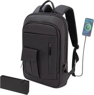 Slim Business Laptop Backpack for Men 15.6 Inch Computer Backpack with USB Charging Port Lightweight Commute Anti-Theft Travel Backpack Water Resistant Backpack for Daily Office Work