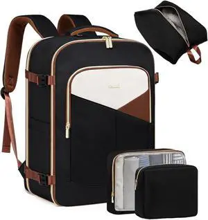 LOVEVOOK Large Travel Backpack for Women&Men,TSA Carry on Backpack for Airplanes with 3 Packing Cubes,Personal Item Travel Bag Fit 17" Laptop,40L Waterproof Travel Essentials Airline Approved Luggage