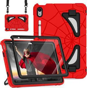 Nitupai Case for iPad 10th Generation Case for Kids iPad Case 10th Generation 10.9 Inch 10th Gen Case Pen Holder Screen Protector Kids Boys Cover iPad 10th Generation Thickned Cornor, Red Black