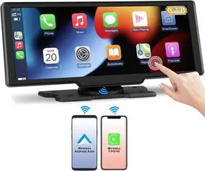Niloghap 9.3inch Wireless CarPlay Screen Compatible with Apple Carplay & Android Auto Portable Car Stereo with GPS Navigation,Bluetooth,Mirror Link,Drive Play,Touch Screen for All Vehicles