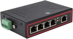 Industrial-Grade 5-Port Unmanaged Gigabit Ethernet Switch,DIN-Rail Mount,5 Port Gigabit Ethernet Industrial-Grade Network Switch 10/100/1000Mbps IP185GHI Chip