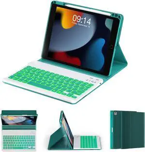 OYEEICE for iPad 9th Generation Case with Keyboard - Backlit Wireless Detachable Folio Cover with Pencil Holder for iPad 9th/8th/7th Gen, iPad Pro 10.5" & iPad Air 3rd Gen - Teal