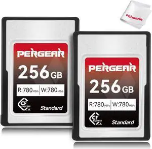 Pergear Upgraded 256GB CFexpress Type A Memory Card, Up to 780MB/s Read Speed & 780MB/s Write Speed for 4K 120P,8K 30P Recording, for Sony Alpha & FX Cameras, 2-Pack (Upgraded Version VPG200)