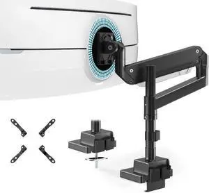 Single Monitor-Arm Heavy Duty for 24-57-inch - Ultrawide Aluminum Single Pole Monitor Mount,Fully Adjustable, Ideal for Gaming, Office & Home Use, Max Load 59.4lbs, VESA 75/100/200 mm, Black