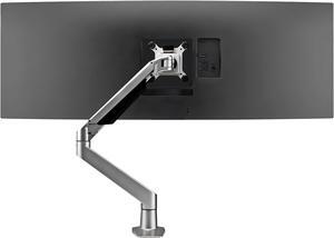 Premium Height Adjustable Single Monitor Arm Stand: Desk/Grommet Mount, Gas Spring Lift, VESA 75x75 or 100x100mm, Flat Curved Ultrawide Computer Screens up to 49in and 44lbs, Silver
