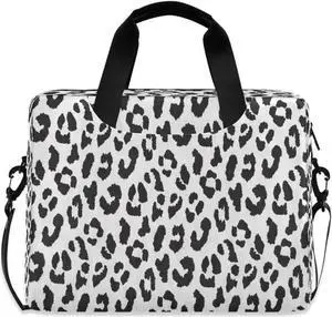 senya Laptop Bag Computer Bags Messenger Shoulder Bag Briefcase Black White Leopard for Business Office Work
