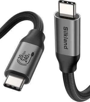 Silkland USB 4 Cable for Long Thunderbolt 4 Cable 16.5FT/5M, 20Gbps Data Transfer, 240W Charging, Supports 5K@60Hz, 4K, USB C Thunderbolt 3 Cable, Compatible for MacBook, iPhone 16, Docking,VR Headset