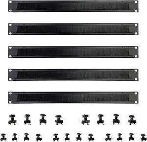 Suprwin 1U Brush Panel Disassembled Rack Mount Cable Management Panel, Horizontal Grommet Strip Server Rack for 19 Inch Rack or Network Cabinet-5Pack (1U-5PACKS)