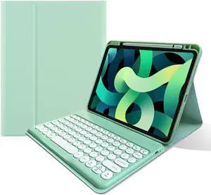kaitesi Keyboard Case for iPad Pro 11 inch M4, Round Key Colour Detachable Bluetooth Keyboard and Pencil Holder for iPad Pro 11" 2024,Mint Green