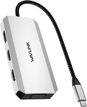 USB C to Dual HDMI Adapter 4K@60hz, 7-in-1 USB C Laptop Docking Station with 2xHDMI 1xDisplayport VGA, USB C HDMI Splitter Extend 4 Display, 3xUSB 2.0, Multiple Monitor Hub for MacBook/Dell/HP/Lenovo